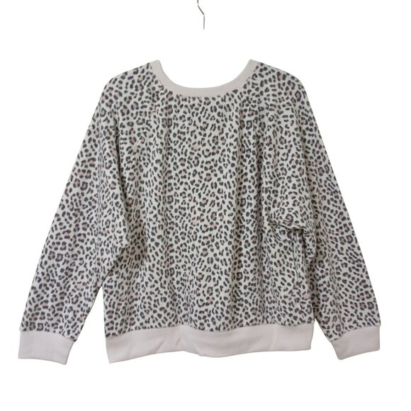 NWT Victorias Secret Leopard Print Crewneck Sweatshirt L/G White & Pink - Picture 8 of 10